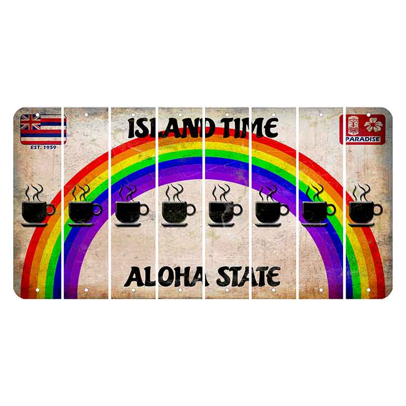 Hawaii Rainbow Island Time Cut License Plate Strips (Set of 8) Coffee Mug