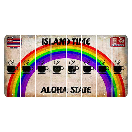Hawaii Rainbow Island Time Cut License Plate Strips (Set of 8) Coffee Mug