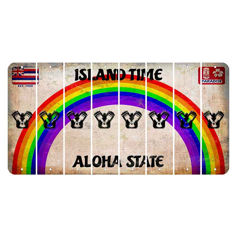 Hawaii Rainbow Island Time Cut License Plate Strips (Set of 8) Engine