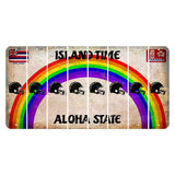 Hawaii Rainbow Island Time Cut License Plate Strips (Set of 8) Football Helmet