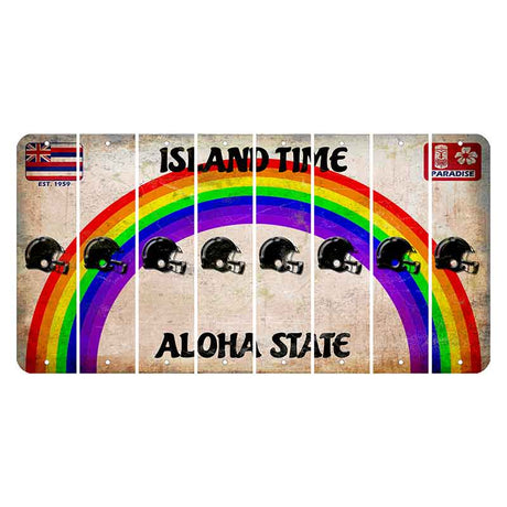 Hawaii Rainbow Island Time Cut License Plate Strips (Set of 8) Football Helmet