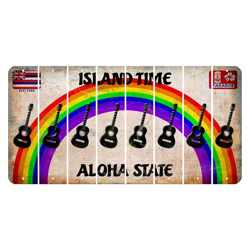 Hawaii Rainbow Island Time Cut License Plate Strips (Set of 8) Guitar