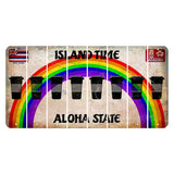 Hawaii Rainbow Island Time Cut License Plate Strips (Set of 8) Latte
