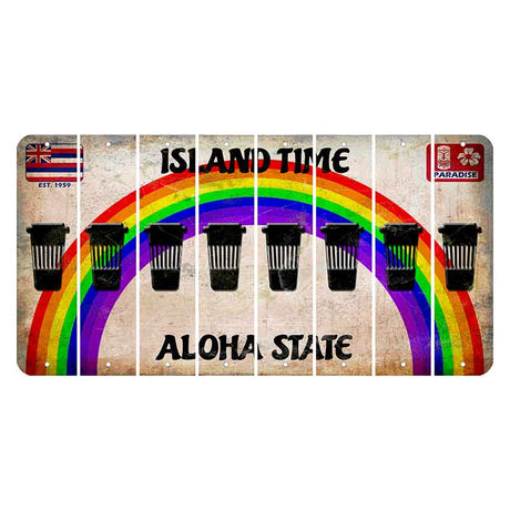 Hawaii Rainbow Island Time Cut License Plate Strips (Set of 8) Latte