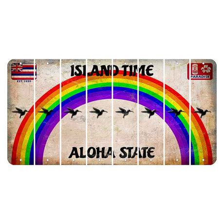 Hawaii Rainbow Island Time Cut License Plate Strips (Set of 8) Hummingbird