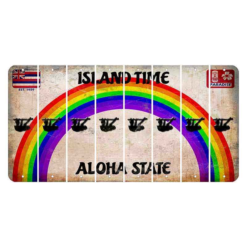Hawaii Rainbow Island Time Cut License Plate Strips (Set of 8) Sloth