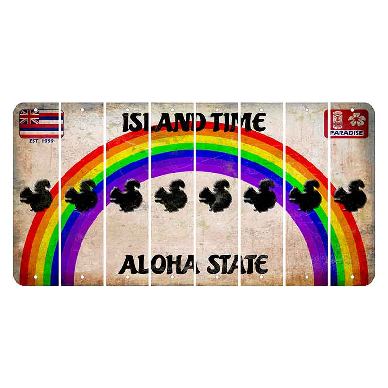 Hawaii Rainbow Island Time Cut License Plate Strips (Set of 8) Squirrel