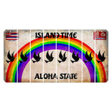 Hawaii Rainbow Island Time Cut License Plate Strips (Set of 8) Dove