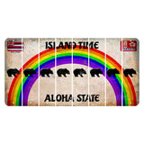 Hawaii Rainbow Island Time Cut License Plate Strips (Set of 8) Bear