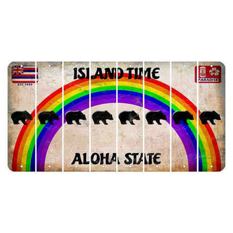 Hawaii Rainbow Island Time Cut License Plate Strips (Set of 8) Bear