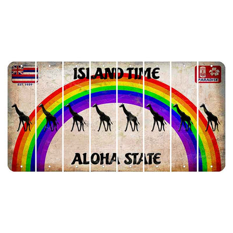 Hawaii Rainbow Island Time Cut License Plate Strips (Set of 8) Giraffe