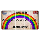 Hawaii Rainbow Island Time Cut License Plate Strips (Set of 8) Dolphin