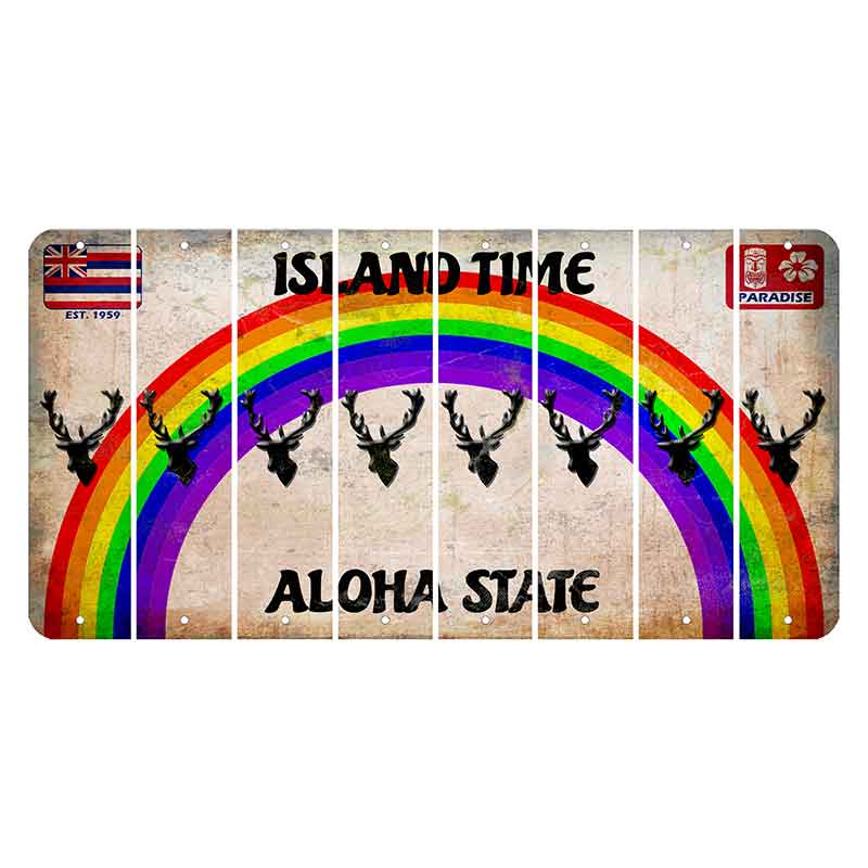 Hawaii Rainbow Island Time Cut License Plate Strips (Set of 8) Elk