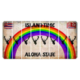 Hawaii Rainbow Island Time Cut License Plate Strips (Set of 8) Elk