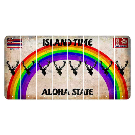 Hawaii Rainbow Island Time Cut License Plate Strips (Set of 8) Elk