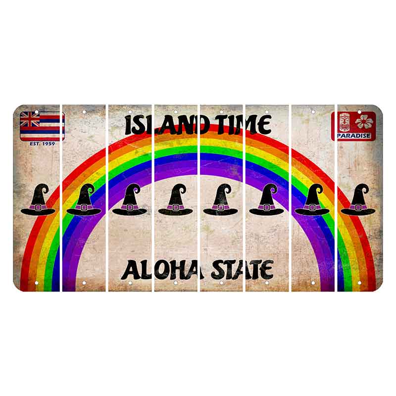 Hawaii Rainbow Island Time Cut License Plate Strips (Set of 8) Witches Hat