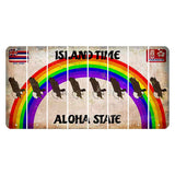 Hawaii Rainbow Island Time Cut License Plate Strips (Set of 8) Bald Eagle