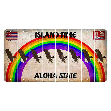 Hawaii Rainbow Island Time Cut License Plate Strips (Set of 8) Bald Eagle
