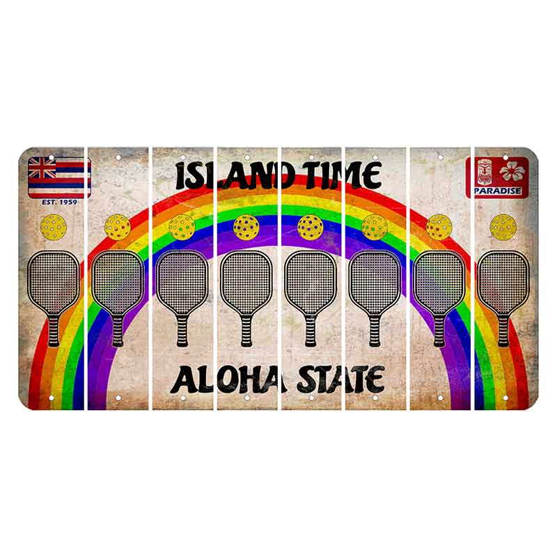 Hawaii Rainbow Island Time Cut License Plate Strips (Set of 8) Pickleball