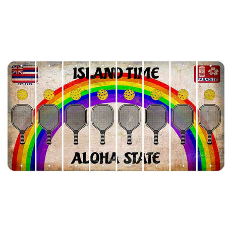 Hawaii Rainbow Island Time Cut License Plate Strips (Set of 8) Pickleball