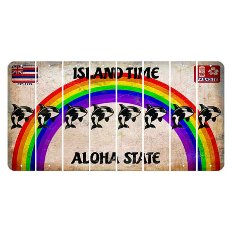 Hawaii Rainbow Island Time Cut License Plate Strips (Set of 8) Whale