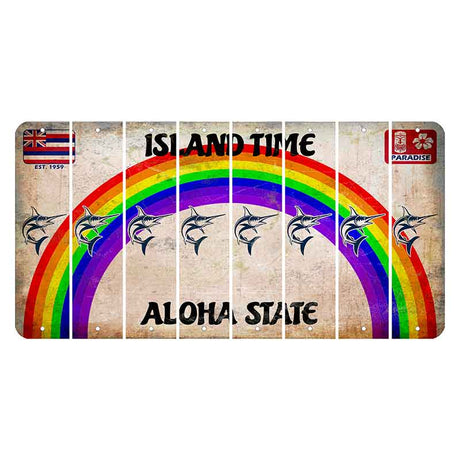 Hawaii Rainbow Island Time Cut License Plate Strips (Set of 8) Swordfish