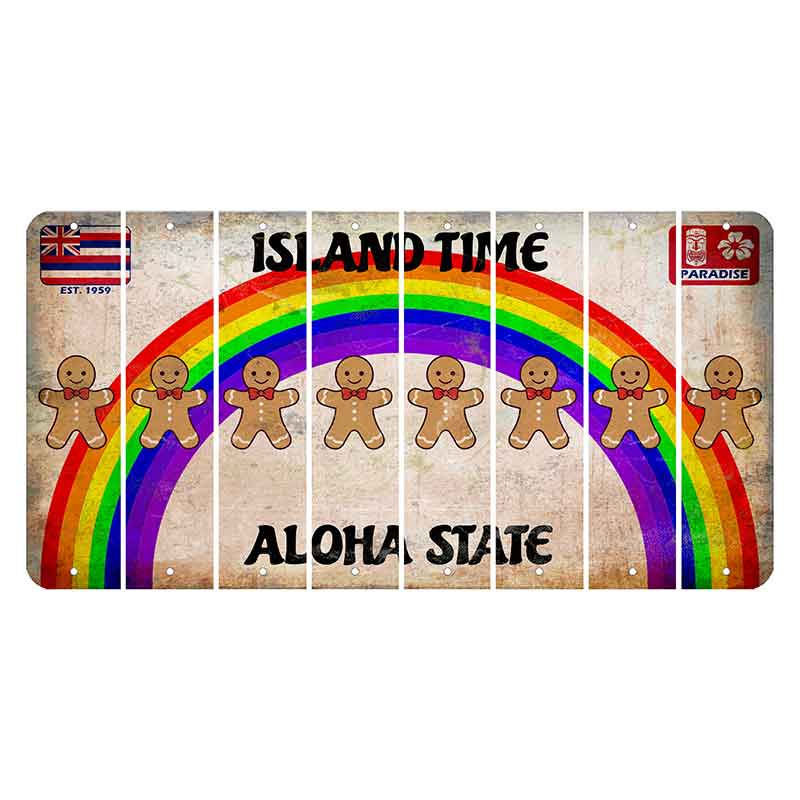 Hawaii Rainbow Island Time Cut License Plate Strips (Set of 8) Gingerbread Man