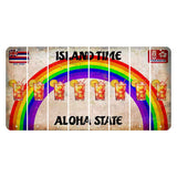 Hawaii Rainbow Island Time Cut License Plate Strips (Set of 8) Cocktail