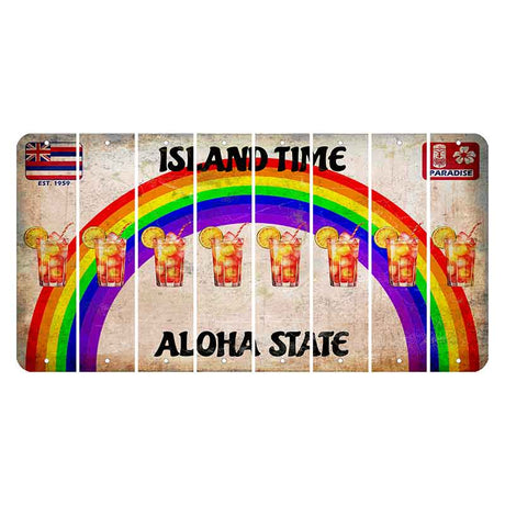 Hawaii Rainbow Island Time Cut License Plate Strips (Set of 8) Cocktail