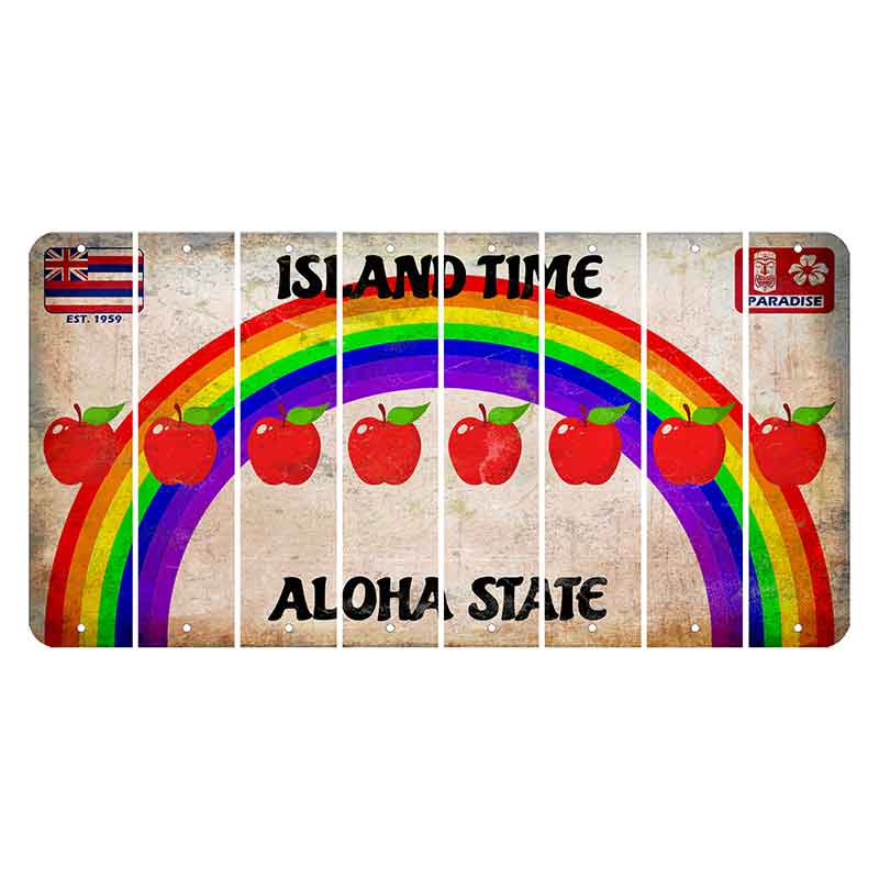 Hawaii Rainbow Island Time Cut License Plate Strips (Set of 8) Apple