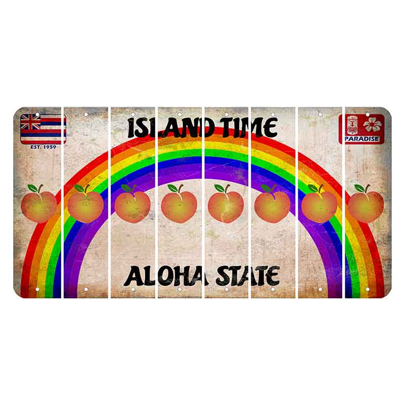Hawaii Rainbow Island Time Cut License Plate Strips (Set of 8) Peach
