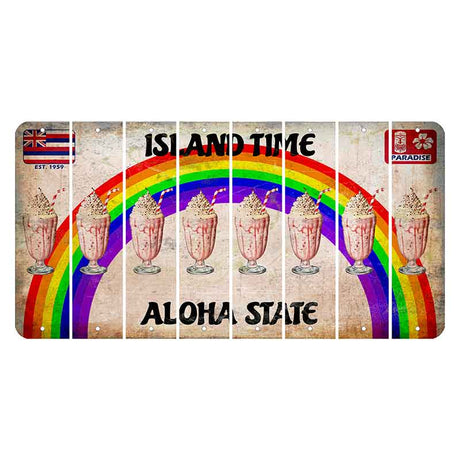 Hawaii Rainbow Island Time Cut License Plate Strips (Set of 8) Milkshake