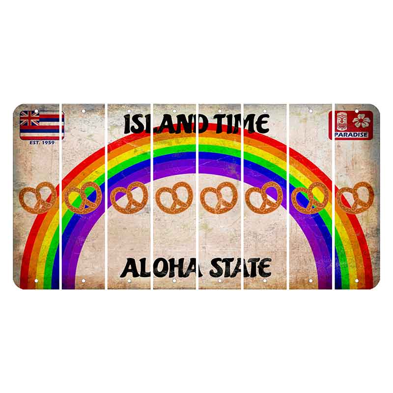 Hawaii Rainbow Island Time Cut License Plate Strips (Set of 8) Pretzel