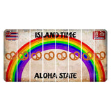 Hawaii Rainbow Island Time Cut License Plate Strips (Set of 8) Pretzel