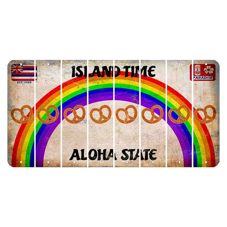 Hawaii Rainbow Island Time Cut License Plate Strips (Set of 8) Pretzel