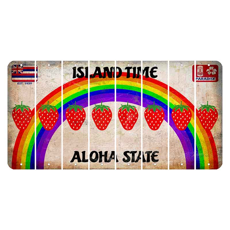 Hawaii Rainbow Island Time Cut License Plate Strips (Set of 8) Strawberry