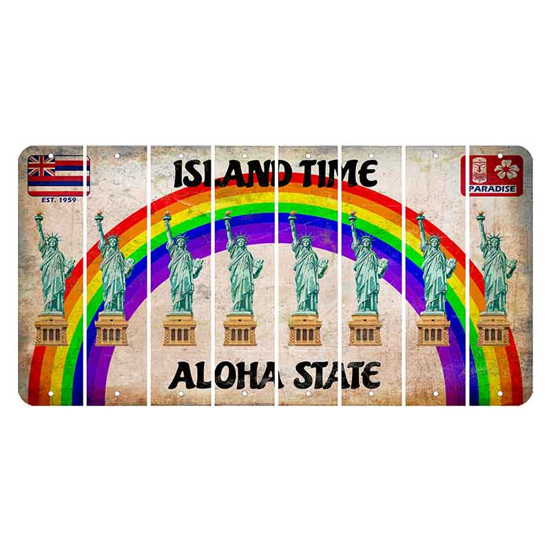Hawaii Rainbow Island Time Cut License Plate Strips (Set of 8) Statue of Liberty