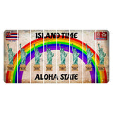 Hawaii Rainbow Island Time Cut License Plate Strips (Set of 8) Statue of Liberty
