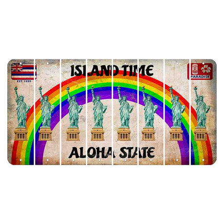 Hawaii Rainbow Island Time Cut License Plate Strips (Set of 8) Statue of Liberty