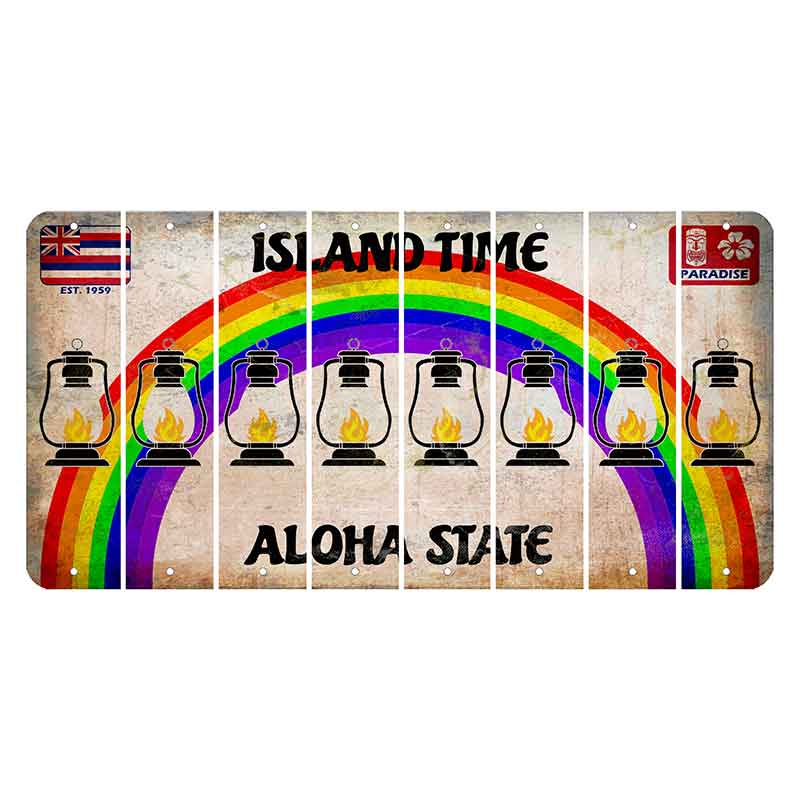 Hawaii Rainbow Island Time Cut License Plate Strips (Set of 8) Lantern