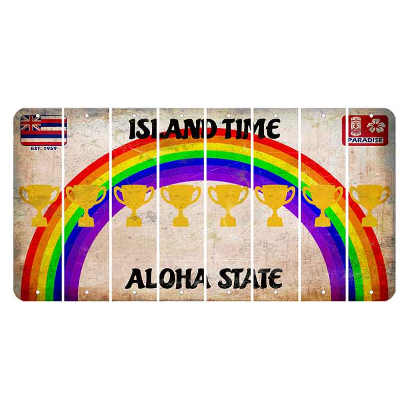 Hawaii Rainbow Island Time Cut License Plate Strips (Set of 8) Trophy