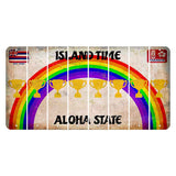 Hawaii Rainbow Island Time Cut License Plate Strips (Set of 8) Trophy