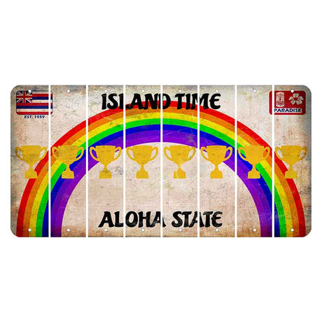 Hawaii Rainbow Island Time Cut License Plate Strips (Set of 8) Trophy