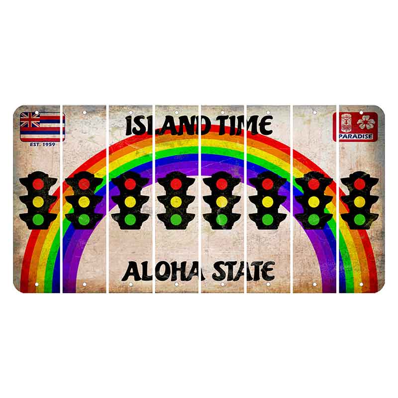 Hawaii Rainbow Island Time Cut License Plate Strips (Set of 8) Traffic Light