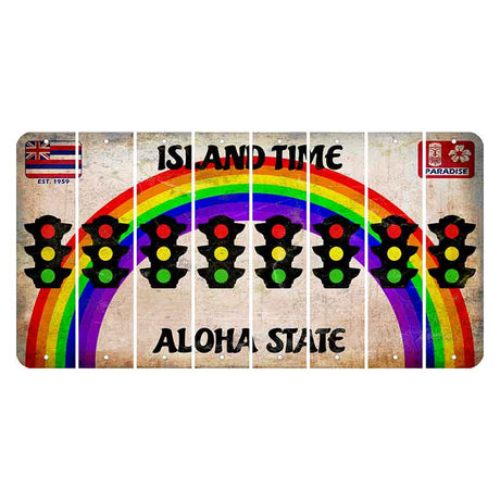 Hawaii Rainbow Island Time Cut License Plate Strips (Set of 8) Traffic Light