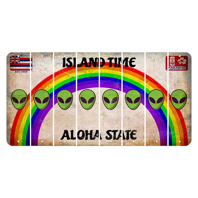 Hawaii Rainbow Island Time Cut License Plate Strips (Set of 8) Alien