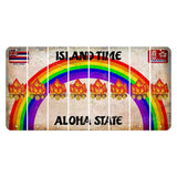 Hawaii Rainbow Island Time Cut License Plate Strips (Set of 8) Campfire