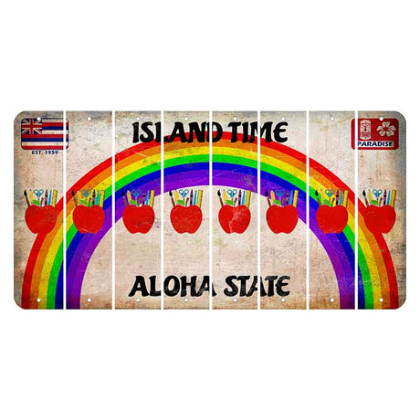 Hawaii Rainbow Island Time Cut License Plate Strips (Set of 8) Teacher Apple