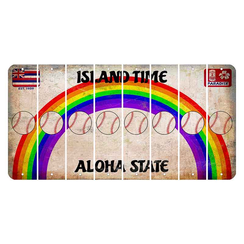 Hawaii Rainbow Island Time Cut License Plate Strips (Set of 8) Baseball