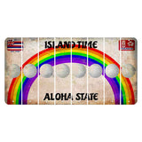Hawaii Rainbow Island Time Cut License Plate Strips (Set of 8) Golfball